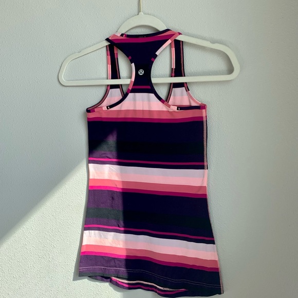 Lululemon Cool Racerback Tank, Purple/Pink stripe - Picture 3 of 4